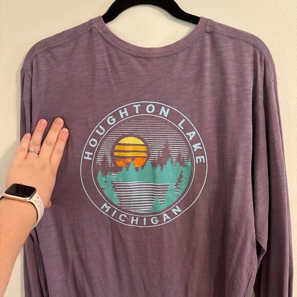 Artisans Tops - Artisans Houghton Lake Michigan Long Sleeve Tee | Purple, Lightweight, Sz Large
